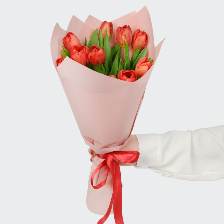 Букет 11 красных тюльпанов