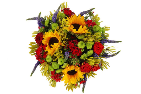 Букет с подсолнухами Калейдоскоп чудес в коробке