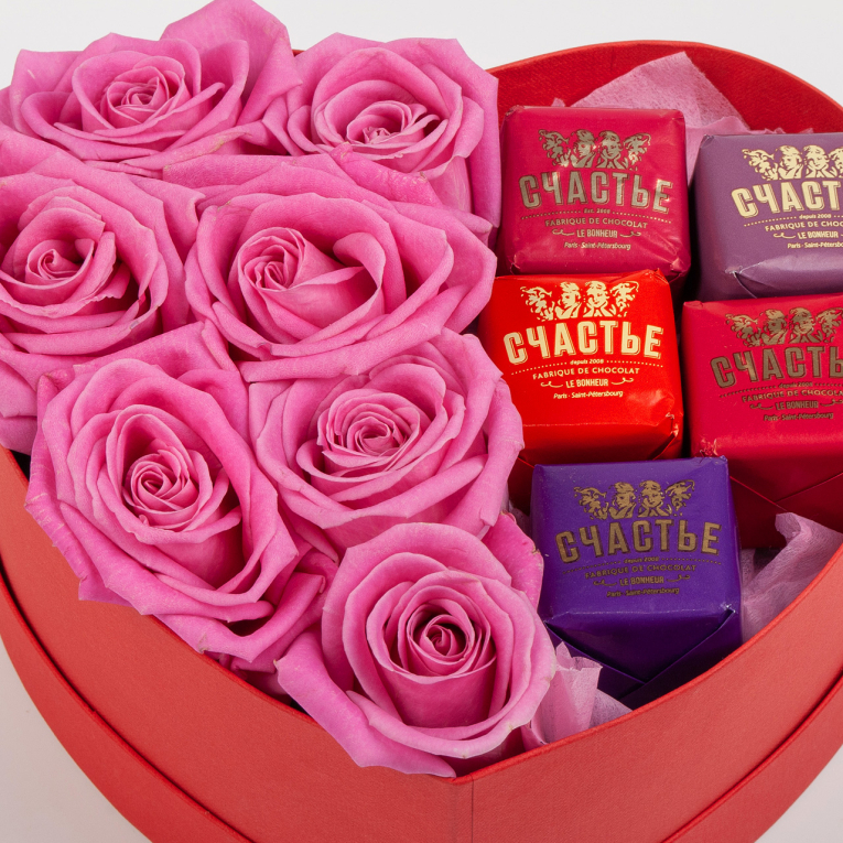 Букет в коробке Розовый каприз