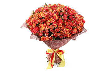 Букет 50 кустовых роз Фаер Флеш