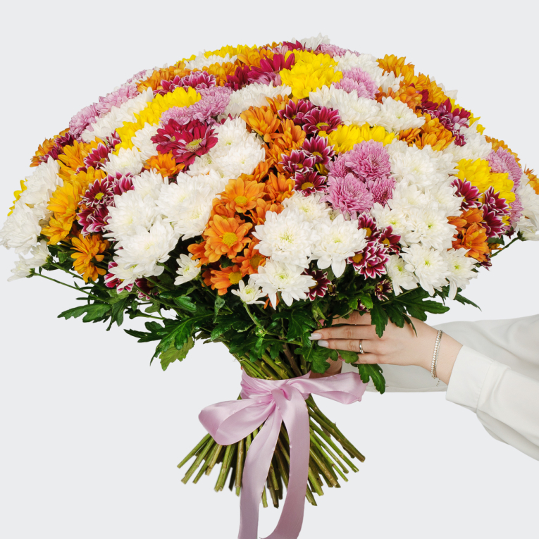 Букет 101 кустовая хризантема микс
