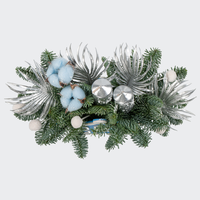 Композиция в кашпо Серебряный Новый год