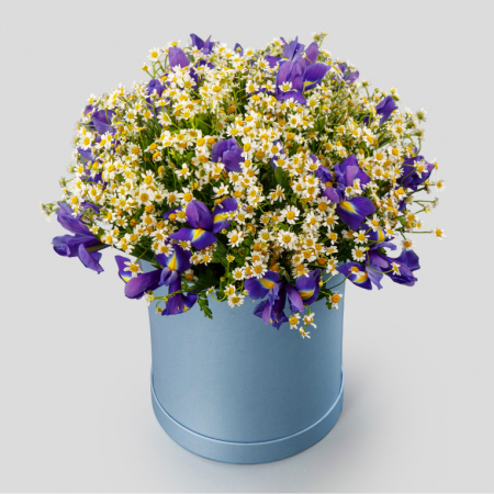 Букет с ромашками Королева полей в коробке