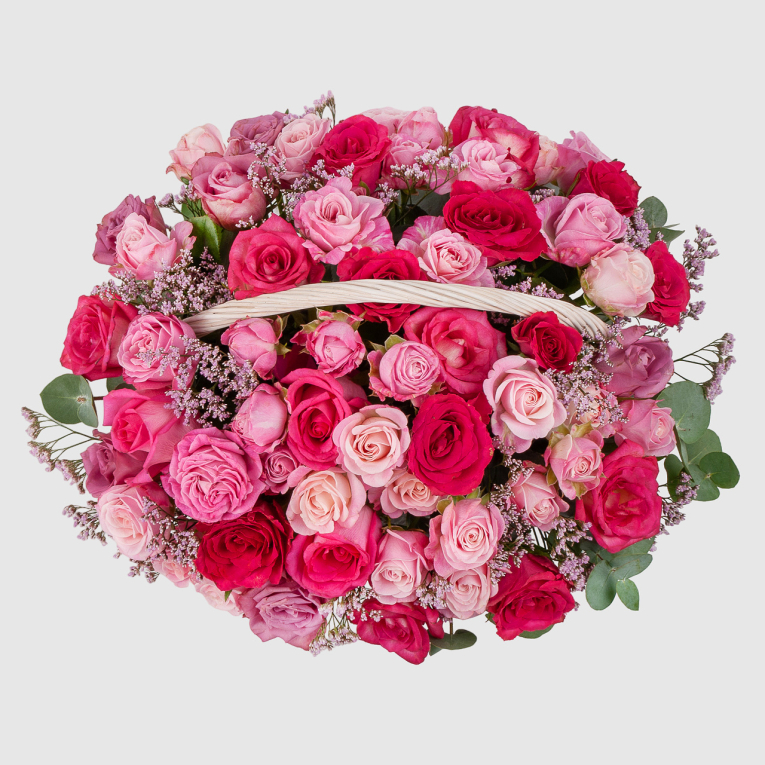 Букет в корзине Ласковая роскошь