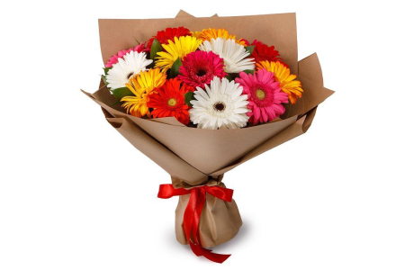 Букет из 15 гербер Раскраска