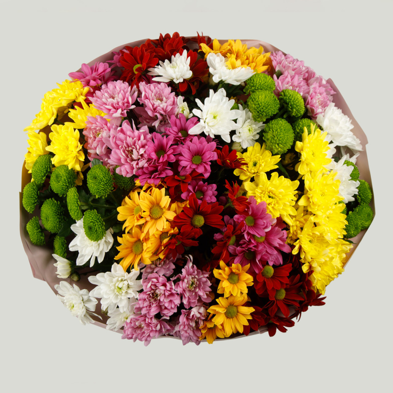 Букет из 21 кустовой хризантемы микс