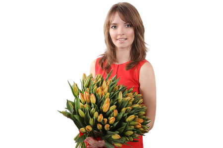 Букет 101 тюльпан, оранжевые