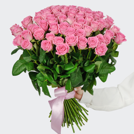 Букет 75 роз Розовая звезда