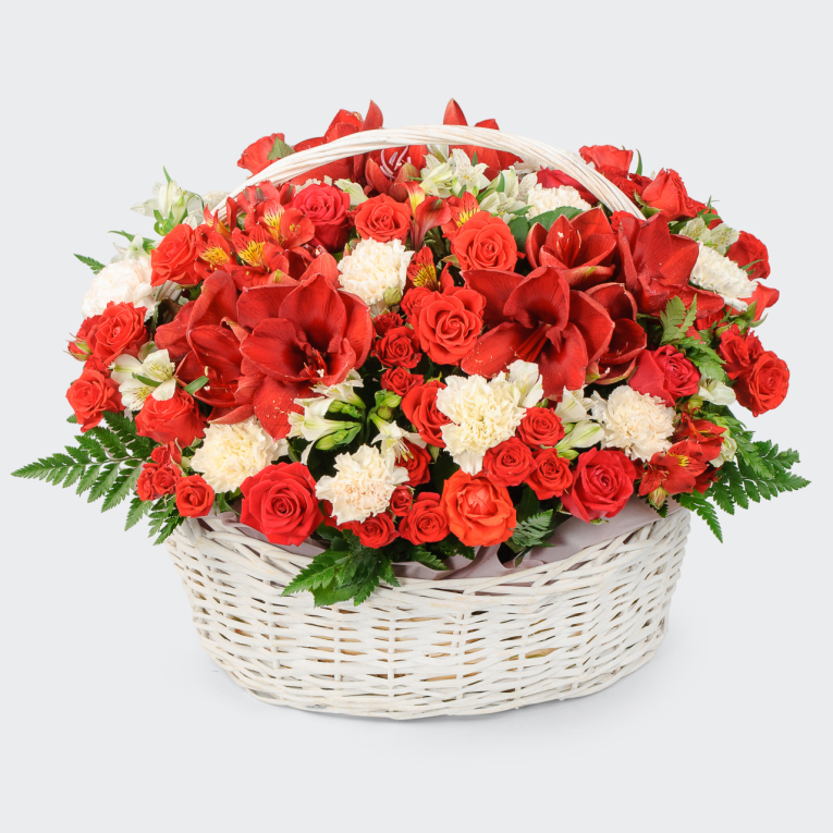 Букет в корзине От сердца к сердцу