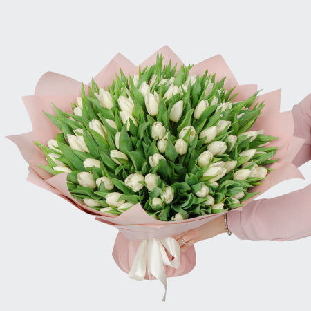 Букет 101 тюльпан, белые