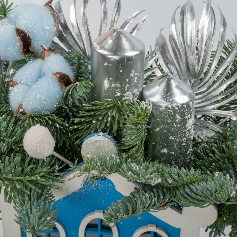 Композиция в кашпо Серебряный Новый год