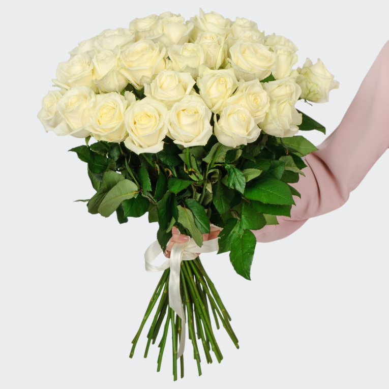 Букет 35 роз Аваланш 60/70 см