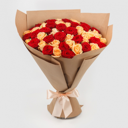 Букет 51 роза Любовь без конца и края