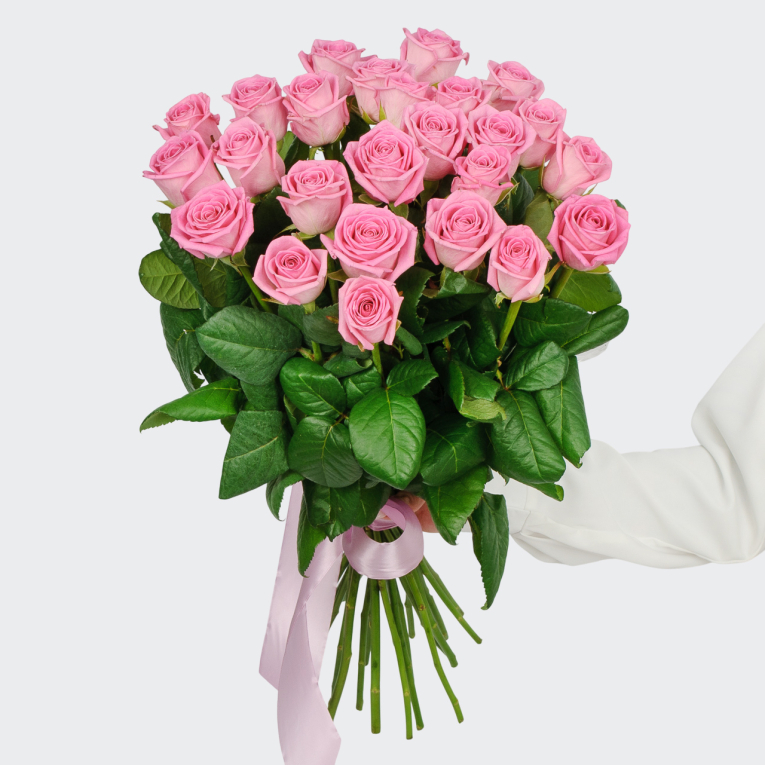 Букет 25 роз Розовая звезда