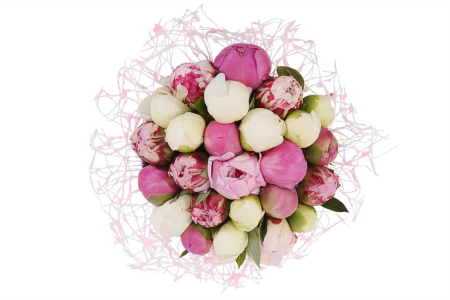 Букет из пионов Браво в шляпной коробке