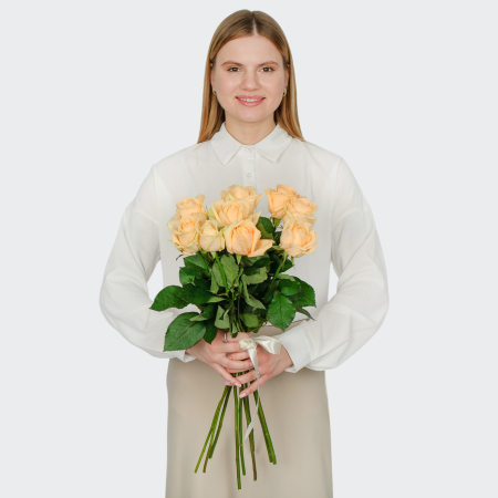 Букет 9 роз Пич Аваланш