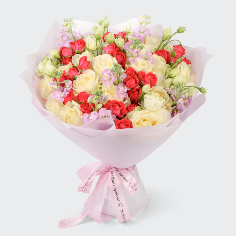 Букет с маттиолой Сливочный поцелуй