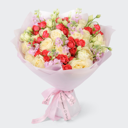 Букет с маттиолой Сливочный поцелуй