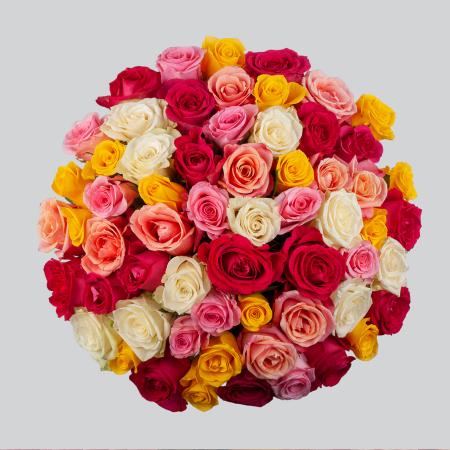 Букет из 51 розы Цветное настроение