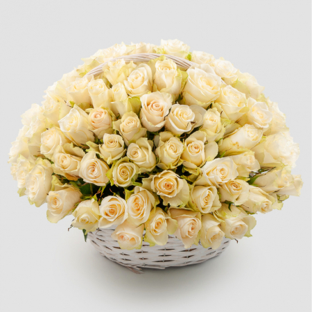 Букет в корзине Облако из роз (101 роза)