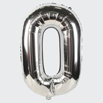 Воздушный шар «Цифра 0» (серебряный)
