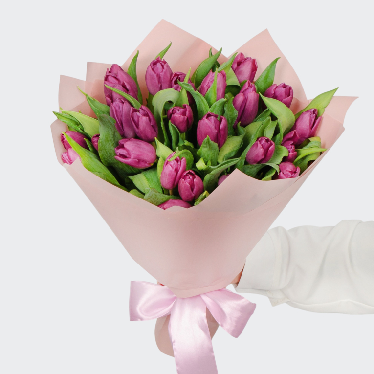 Букет из 25 тюльпанов Весенняя дымка