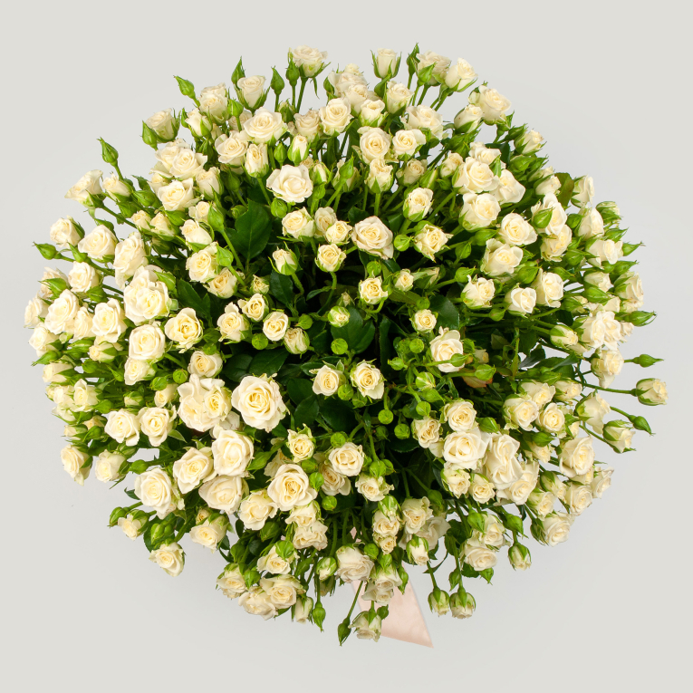 Букет 51 кустовая роза Сноуфлейк