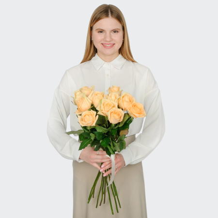 Букет 11 роз Пич Аваланш