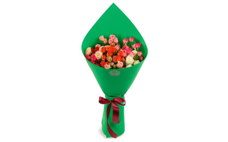 Букет 9 кустовых роз в фоамиране