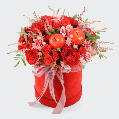 Букет в коробке Яблоки Белоснежки