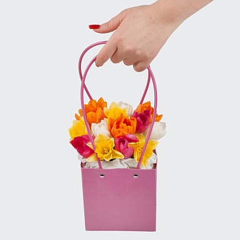 Тюльпаны в коробке Малиновое настроение