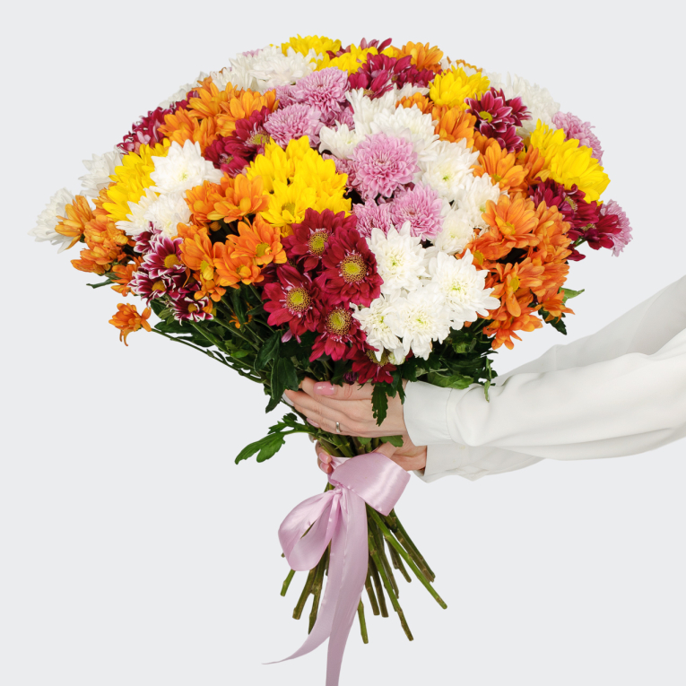 Букет 35 кустовых хризантем микс