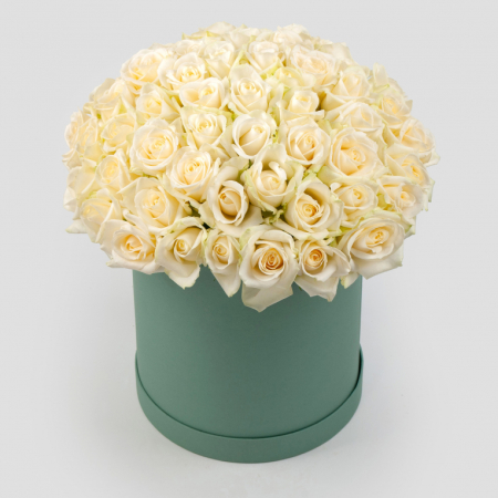 Букет в зеленой коробке Первая нежность (51 роза)