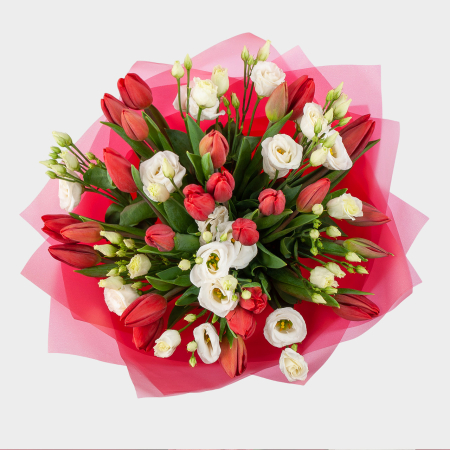 Букет Весенняя палитра (красно-белая)