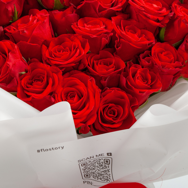 Букет из 55 роз Огонь сердец