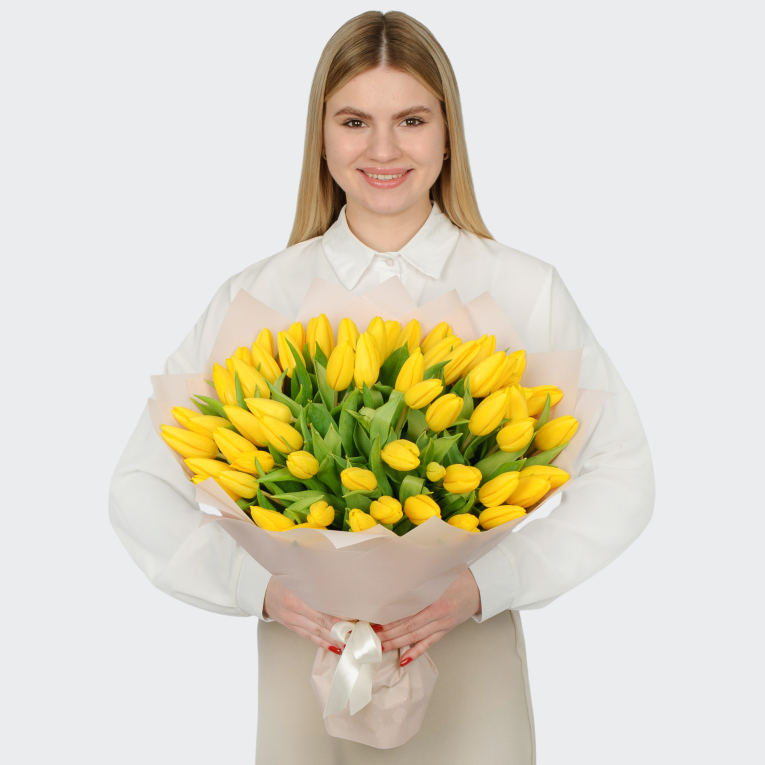Букет 51 желтый тюльпан