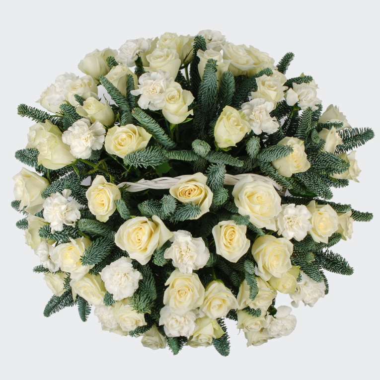 Букет в корзине Снежный вальс