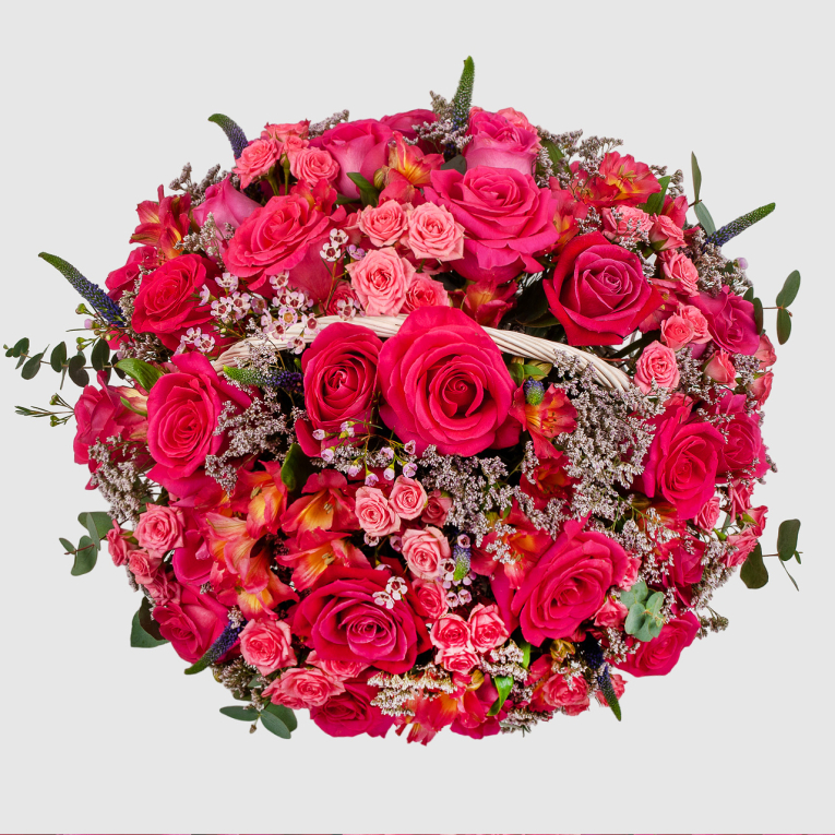 Букет в корзине Пожар любви