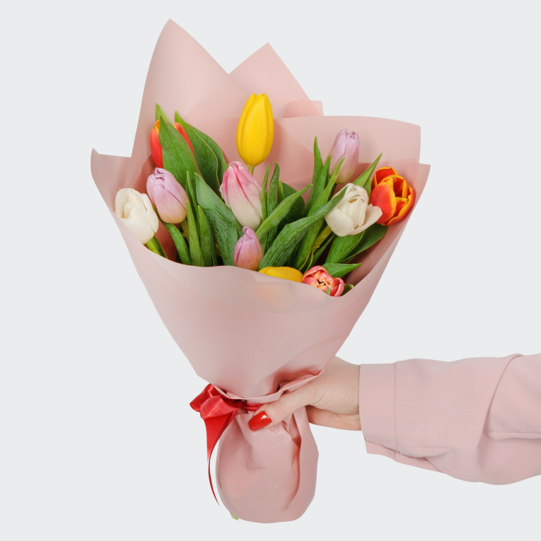 Букет 11 тюльпанов микс