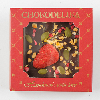 Шоколад темный Клубника и апельсин с украшением (35г)