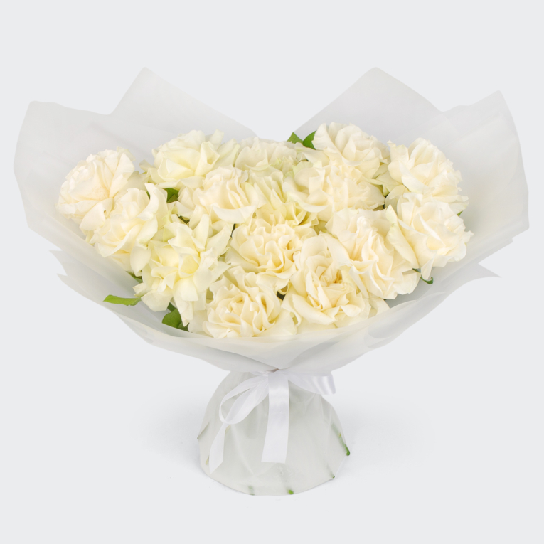 Букет из 15 роз Сливочный пломбир