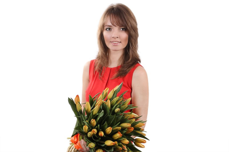 Букет 51 тюльпан, оранжевые