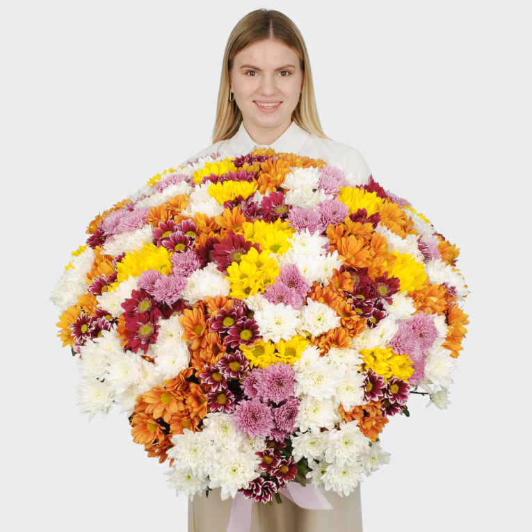 Букет 101 кустовая хризантема микс