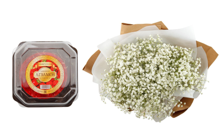 Букет Миллион звезд + торт «Пломбир-клубника»