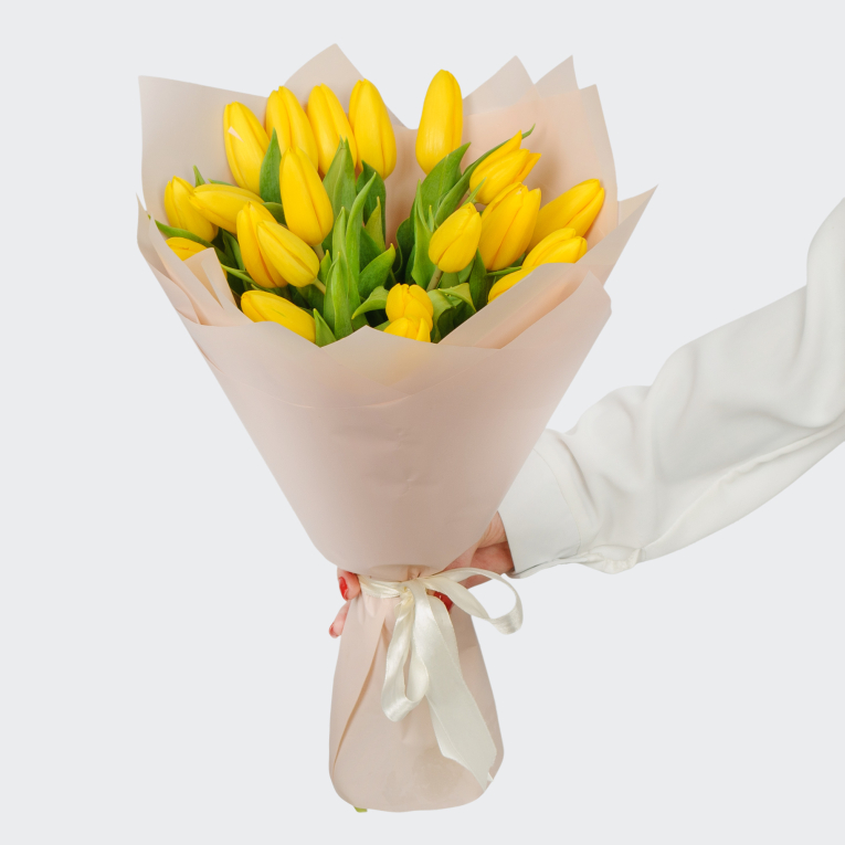 Букет 21 желтый тюльпан