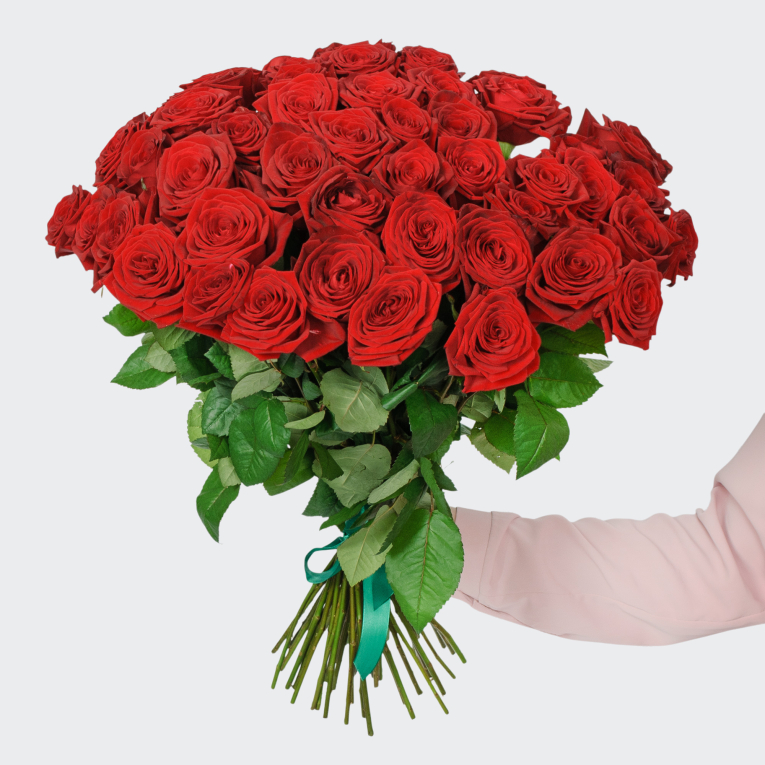Букет 51 красная роза Ред Наоми (60 см)