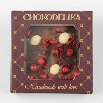 Шоколад темный Брусника и вишня с украшением (35г)