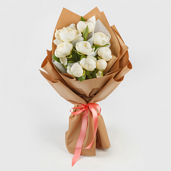 Букет из 9 пионов Улыбка ангела