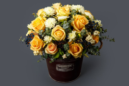 Букет в кашпо Золотое королевство