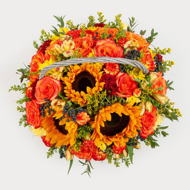 Цветы в корзине Теплая осень